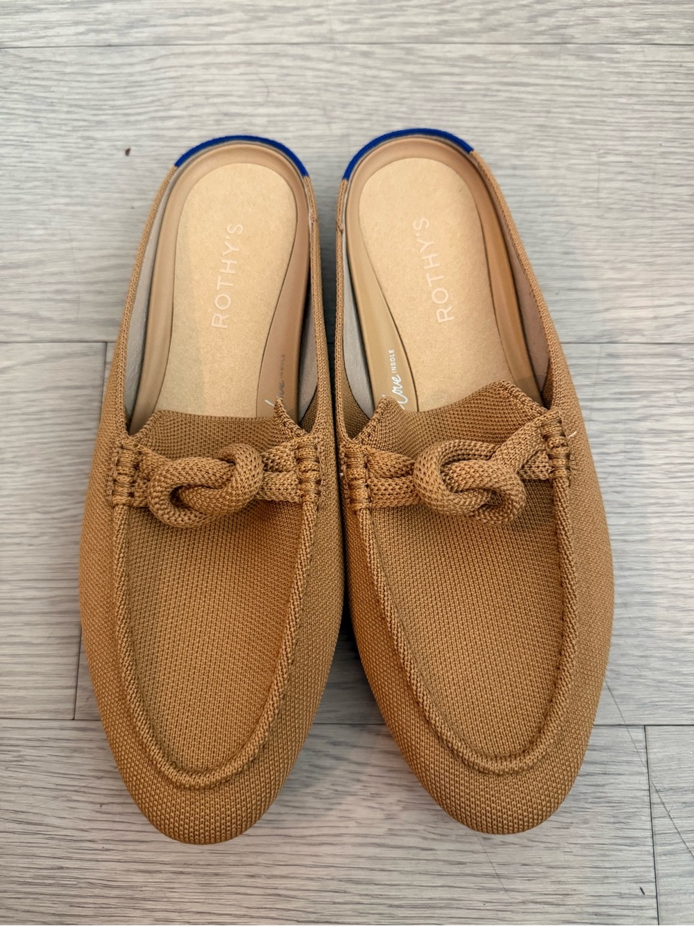 ROTHY'S The Loafer Mule Tan Braided Knit Slip On Size 8 Slip On